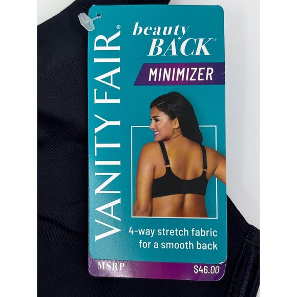 Vanity Fair Beauty Back Back Minimizer Bra 76080 Size 36DD Black NEW - Picture 5 of 5
